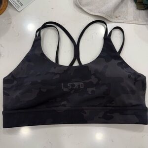 LSKD Women's Charcoal Camo Sports Bra